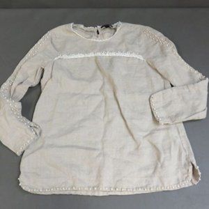 J. Crew Taupe Linen Blouse Sz 2